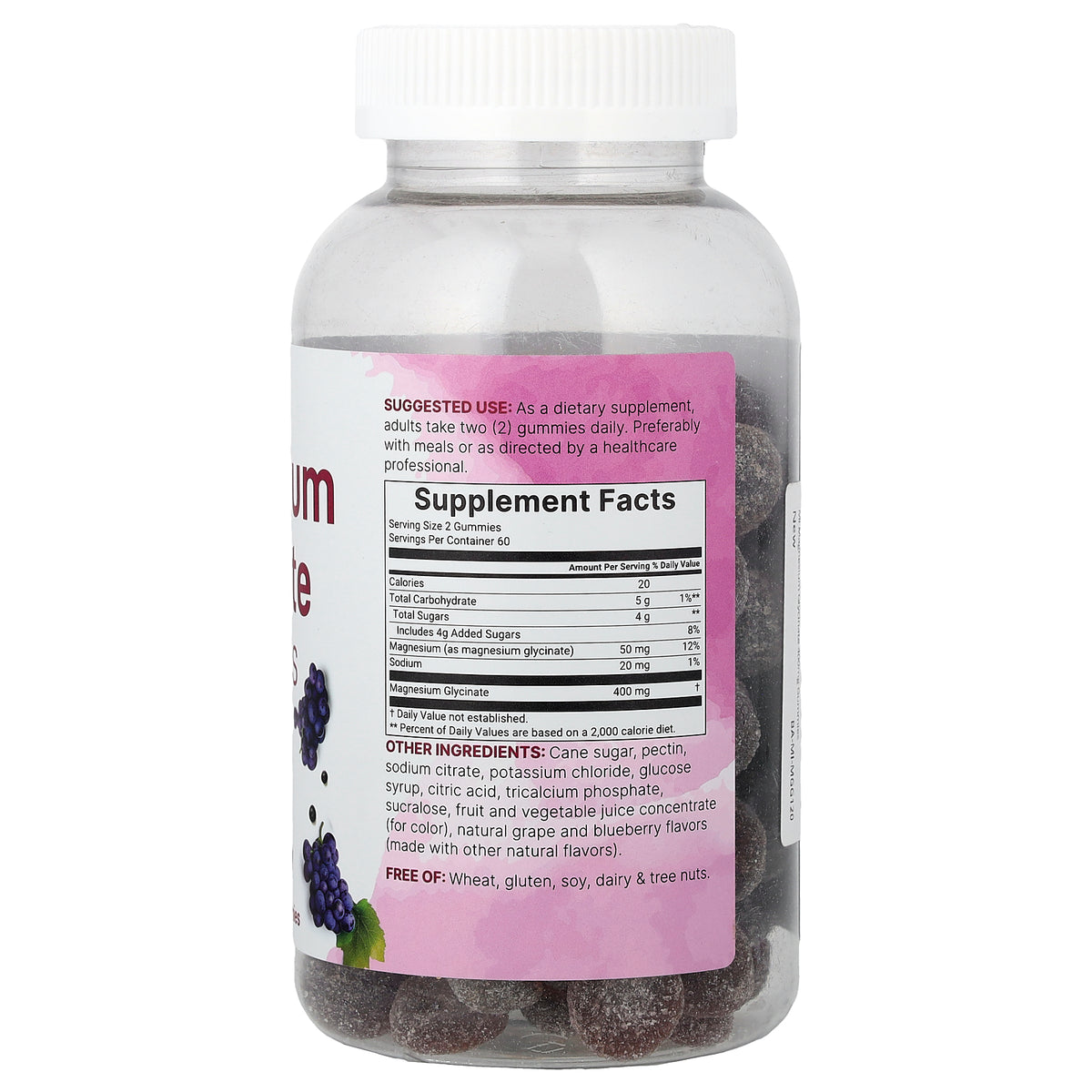 Micro Ingredients, Magnesium Glycinate Gummies, Grape Blueberry, 120 Gummies (200 mg per Gummy)