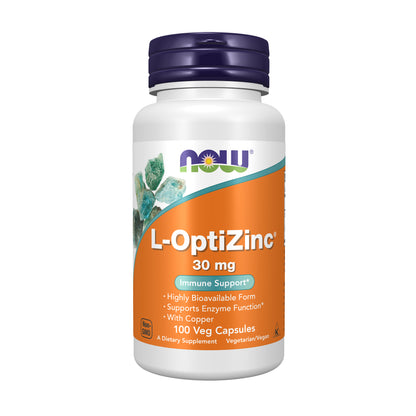 NOW Supplements, L-OptiZinc® 30 mg with Copper, 100 Veg Caps
