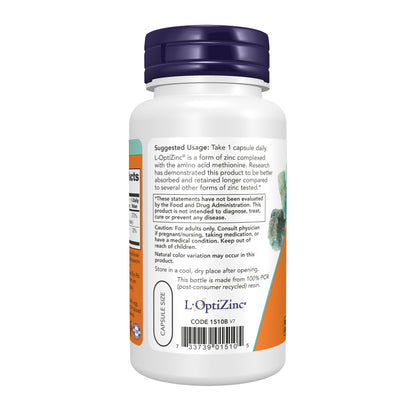 NOW Supplements, L-OptiZinc® 30 mg with Copper, 100 Veg Caps