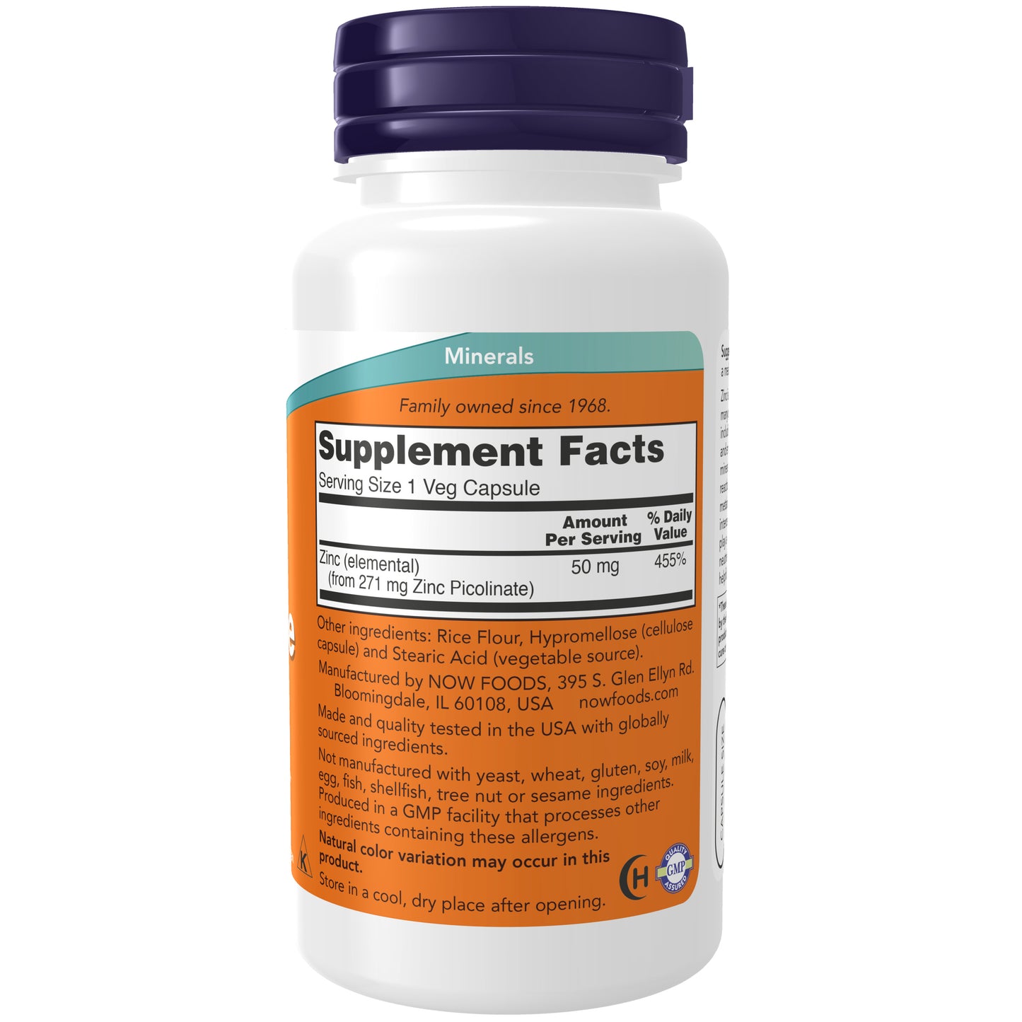 NOW Supplements, Zinc Picolinate 50 mg, Immune Support*, 120 Veg Caps