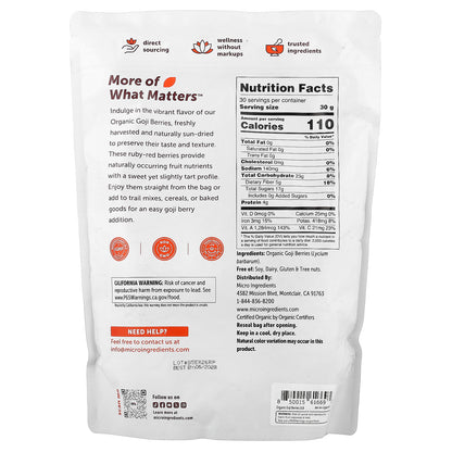 Micro Ingredients, Organic Goji Berries, 32 oz (907 g)