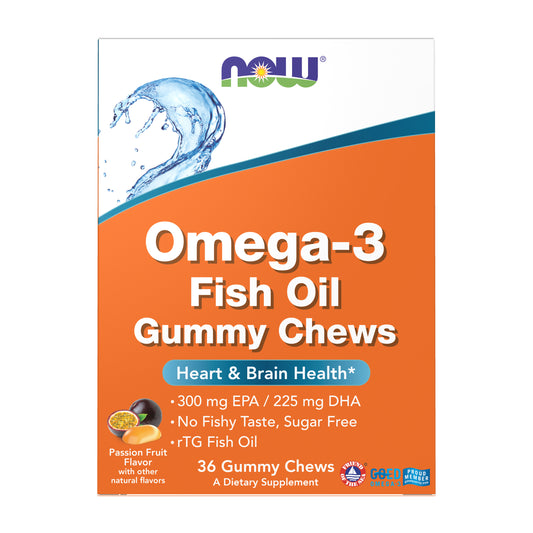 NOW Supplements, Omega-3 Fish Oil Gummy Chews, Passion Fruit Flavor, 36 Gummy Chews