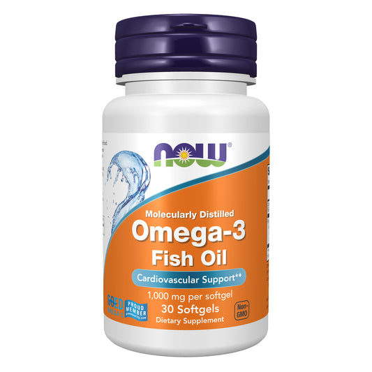 NOW Supplements, Omega-3 180 EPA / 120 DHA, Molecularly Distilled, Cardiovascular Support*, 30 Softgels