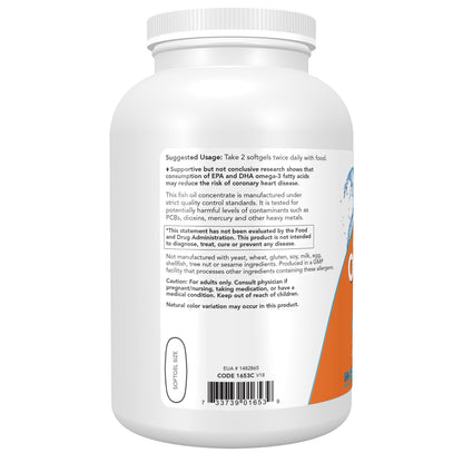 NOW Supplements, Omega-3 180 EPA / 120 DHA, Molecularly Distilled, Cardiovascular Support*, 500 Softgels