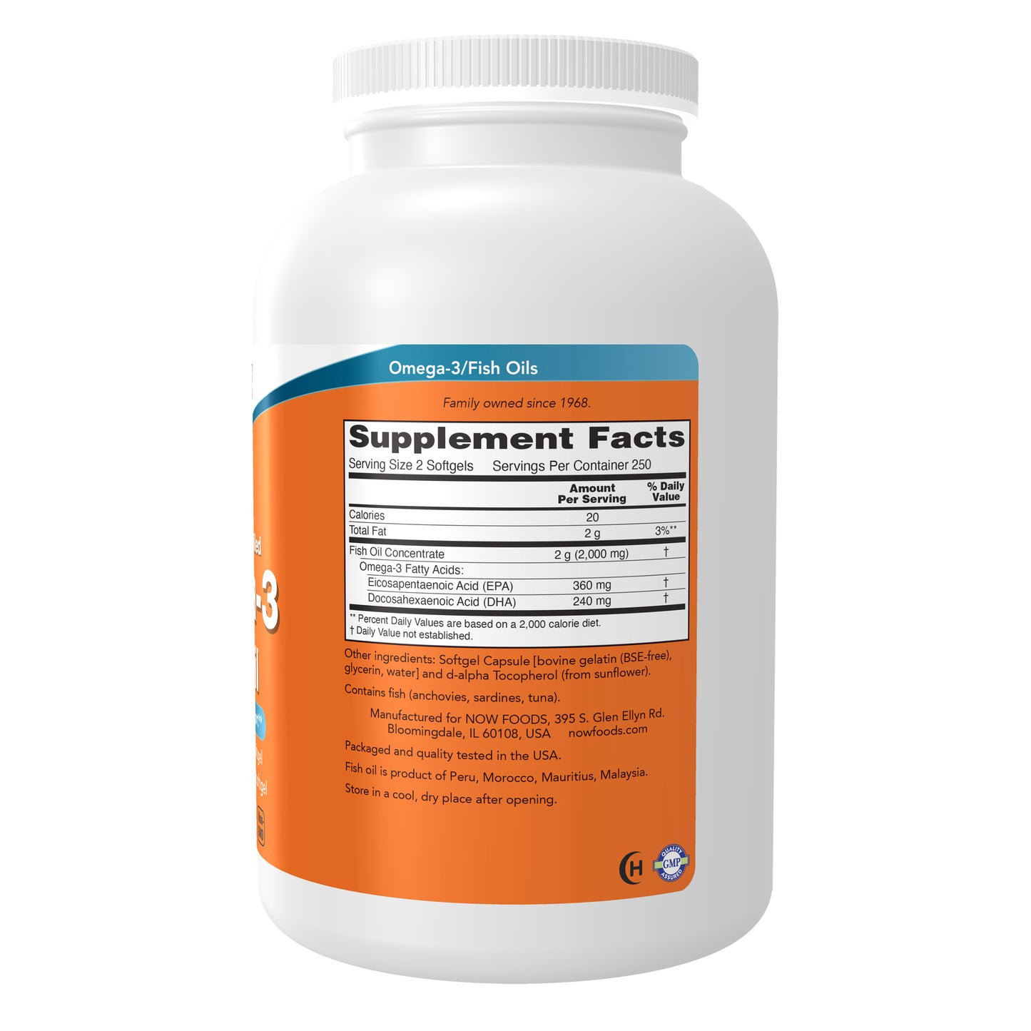 NOW Supplements, Omega-3 180 EPA / 120 DHA, Molecularly Distilled, Cardiovascular Support*, 500 Softgels