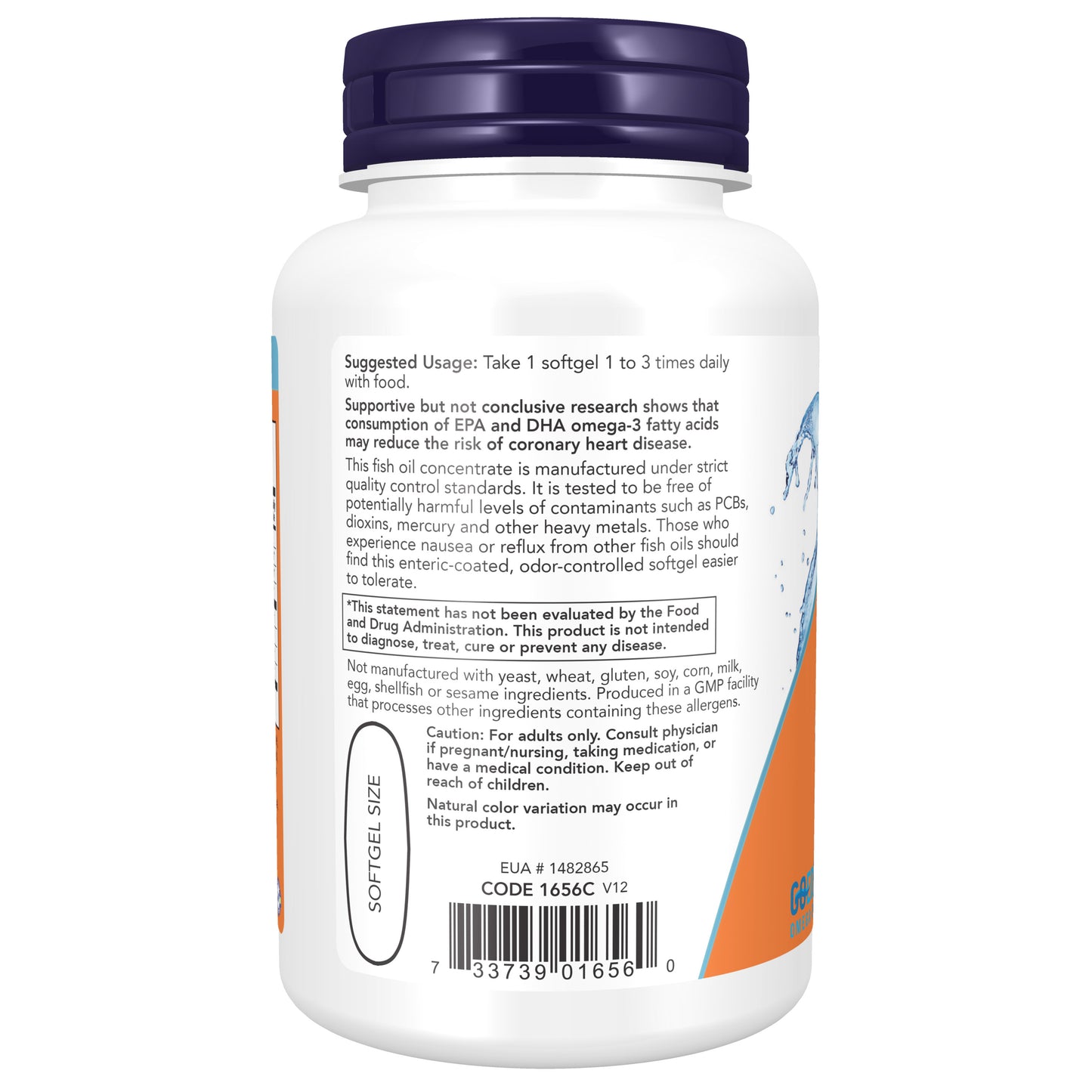 NOW Supplements, Omega-3 180 EPA / 120 DHA, Enteric Coated, Cardiovascular Support*, 90 Softgels