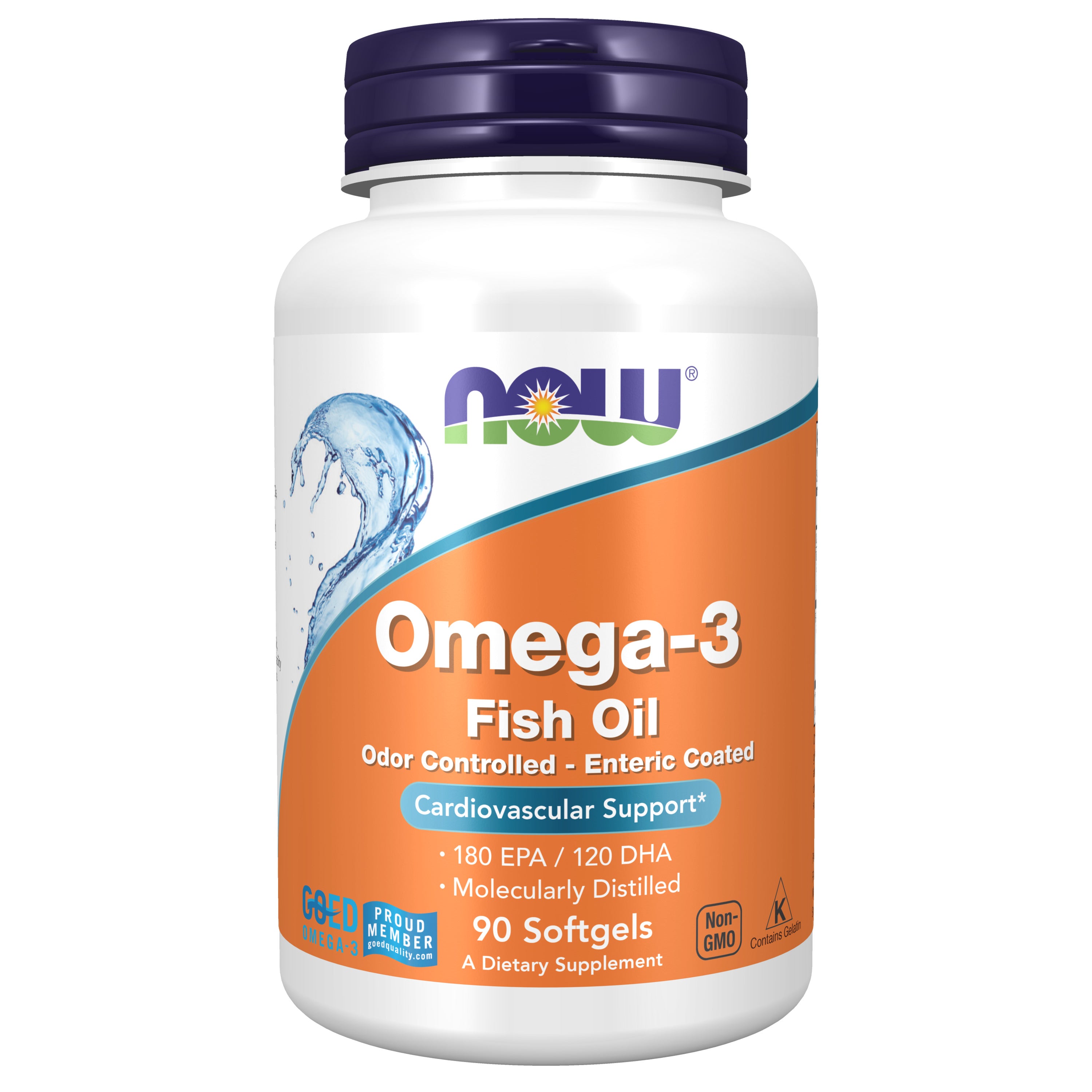 NOW Supplements, Omega-3 180 EPA / 120 DHA, Enteric Coated, Cardiovasc ...