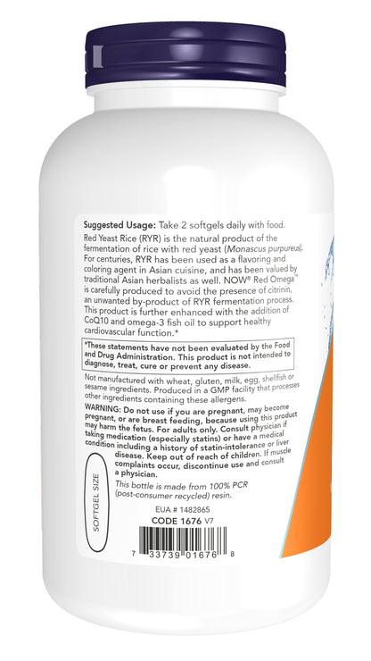 NOW Supplements, Red Omega™ with CoQ10 30 mg and Omega-3 Fish Oil, Cardiovascular Support*, 180 Softgels