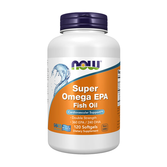 NOW Supplements, Super Omega EPA, 360 EPA / 240 DHA, Molecularly Distilled, Cardiovascular Support*, 120 Softgels