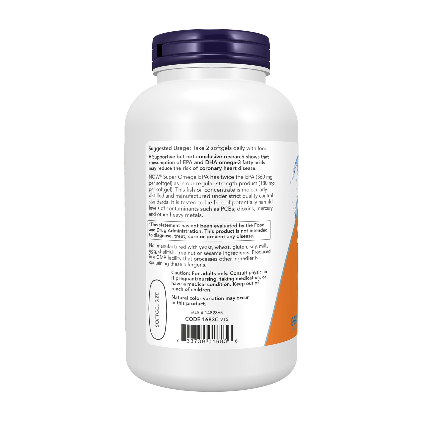 NOW Supplements, Super Omega EPA, 360 EPA / 240 DHA, Molecularly Distilled, Cardiovascular Support*, 240 Softgels