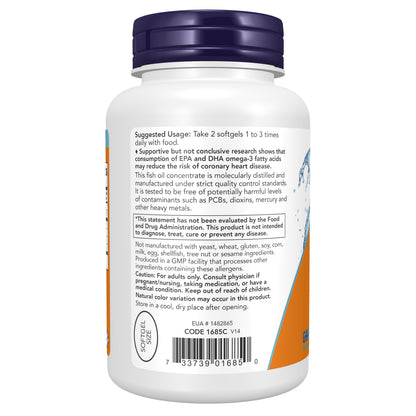 NOW Supplements, Omega-3 Mini Gels, 180 EPA / 120 DHA, Molecularly Distilled, Cardiovascular Support*, 180 Softgels