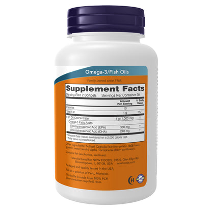 NOW Supplements, Omega-3 Mini Gels, 180 EPA / 120 DHA, Molecularly Distilled, Cardiovascular Support*, 180 Softgels