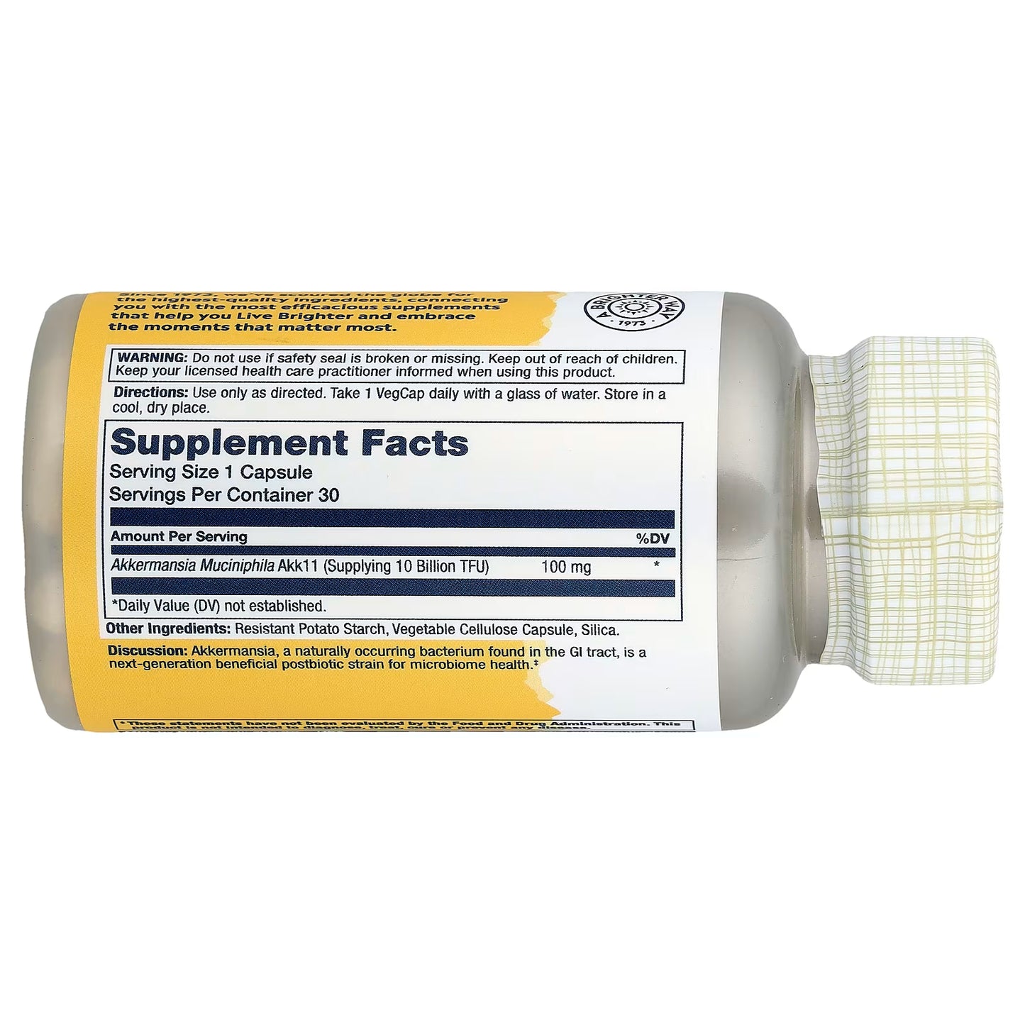 Solaray, Akkermansia Postbiotic, 10 Billion TFU, 30 VegCaps