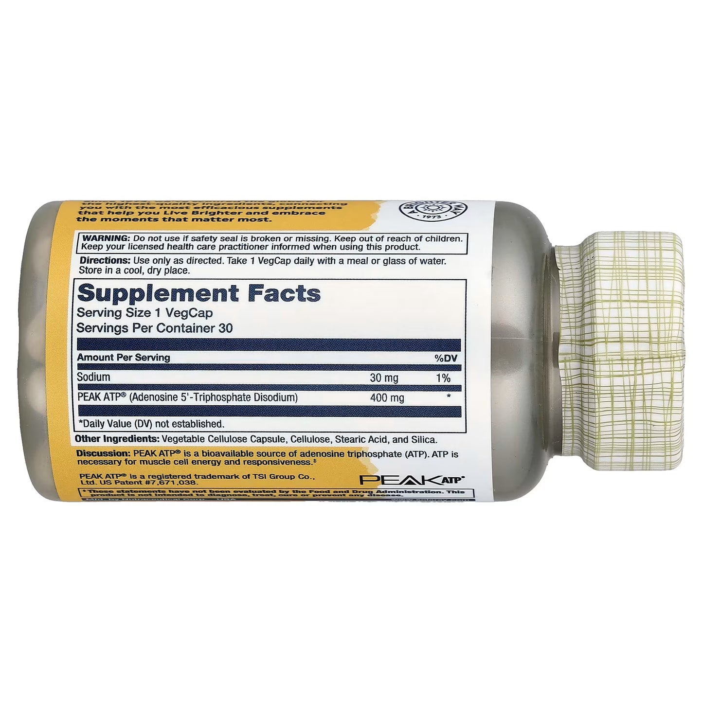 Solaray, Peak ATP®, 400 mg, 30 VegCaps