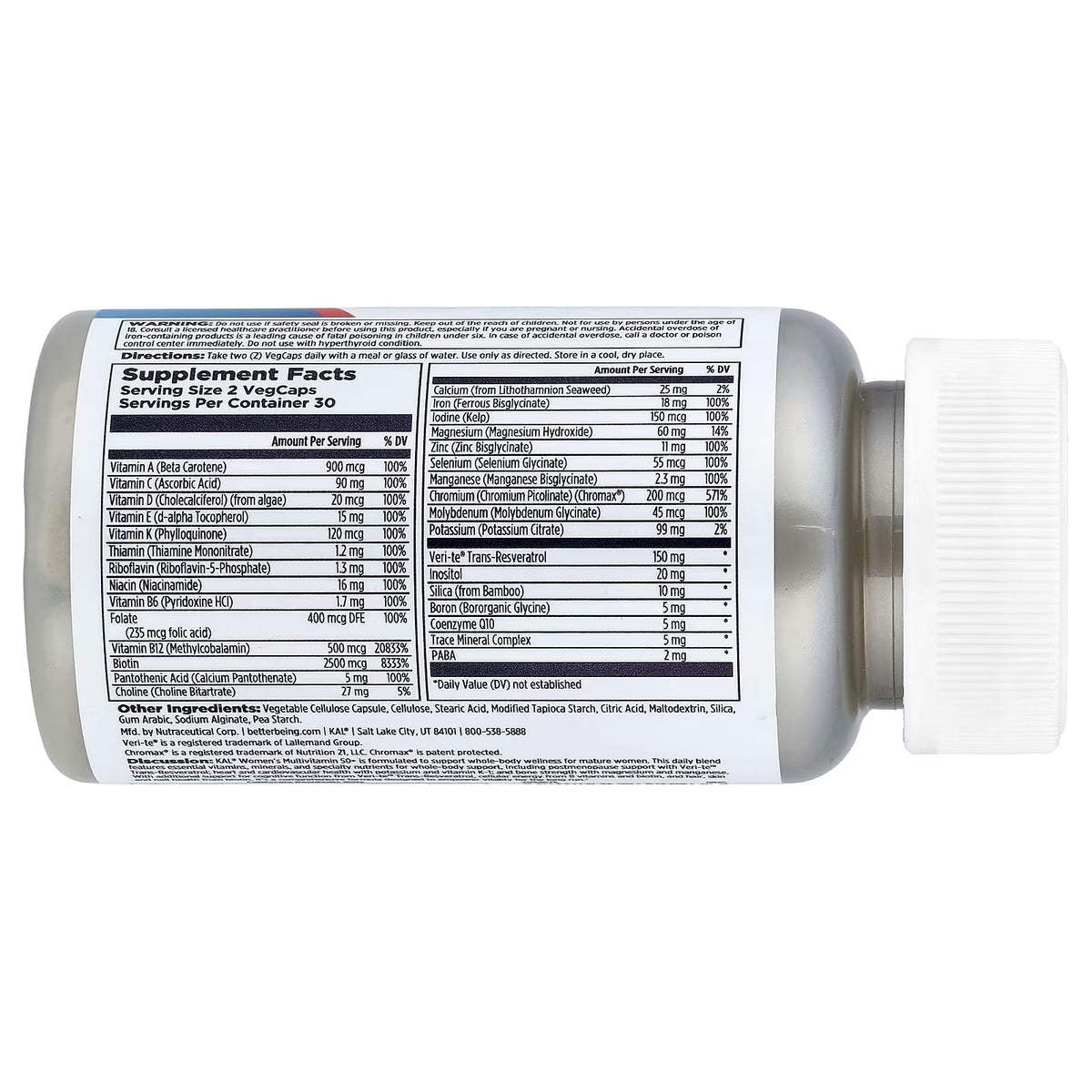 KAL, Women's 50+ Multivitamin, High Potency, 60 VegCaps