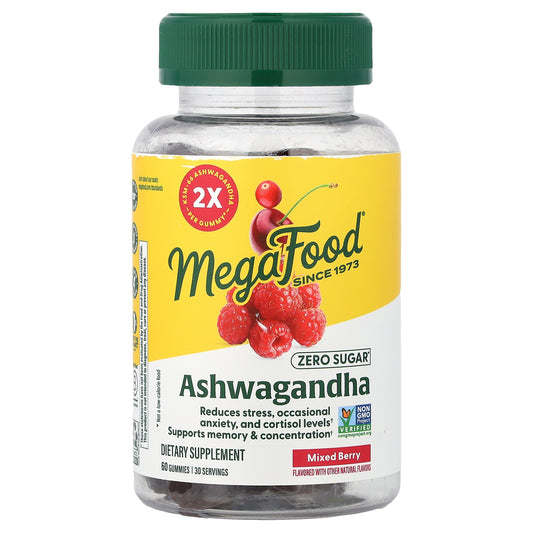 MegaFood, Ashwagandha Gummies, Mixed Berry, 60 Gummies