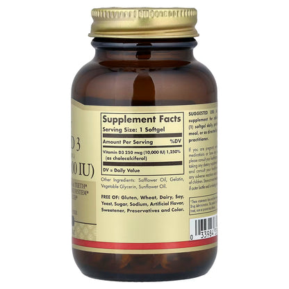 Solgar, Vitamin D3 (Cholecalciferol), 250 mcg (10,000 IU), 120 Softgels