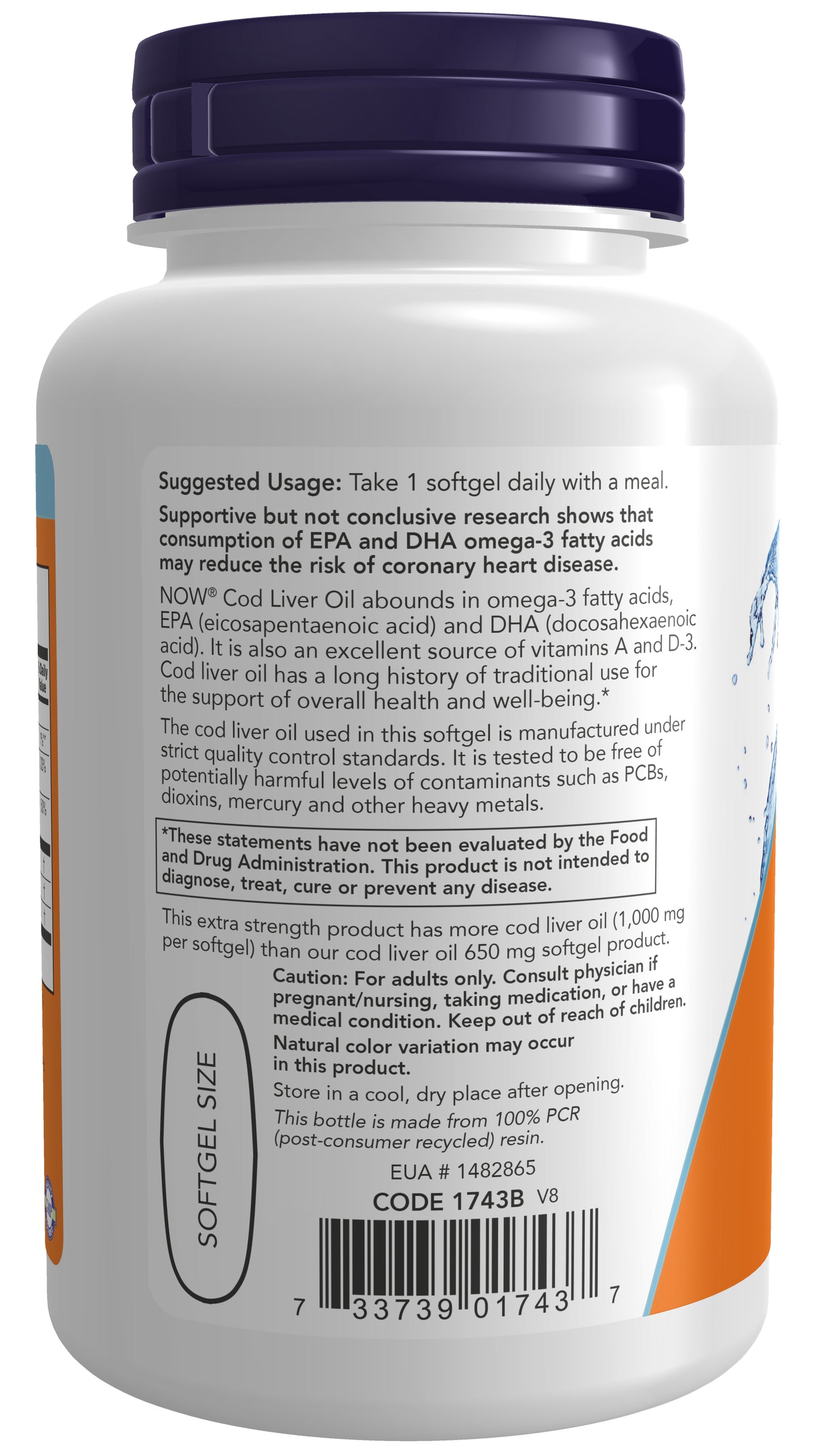 NOW Supplements, Cod Liver Oil, Extra Strength 1,000 mg with Vitamins A & D-3, EPA, DHA, 90 Softgels