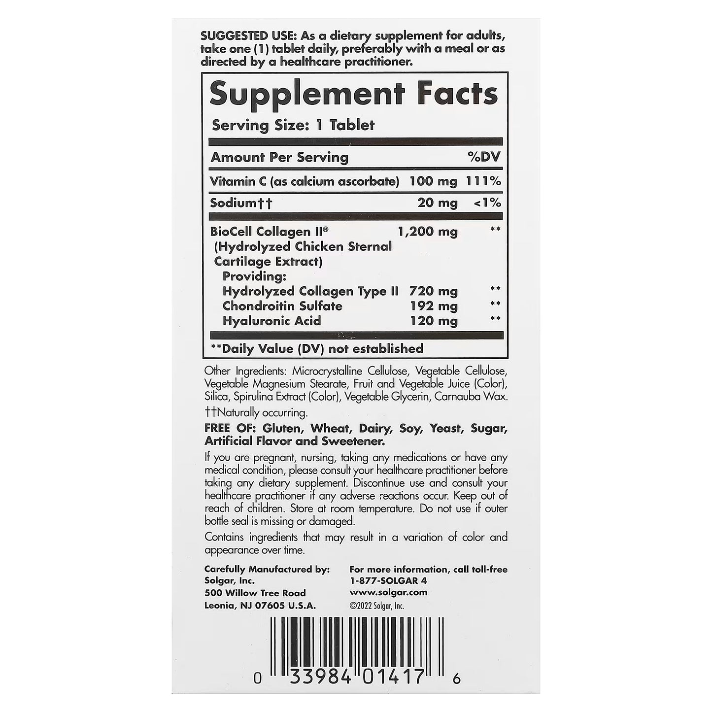 Solgar, Collagen Hyaluronic Acid Complex, 30 Tablets