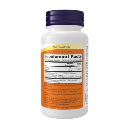 NOW Supplements, Evening Primrose Oil 500 mg with Naturally Occurring GLA (Gamma-Linolenic Acid), 100 Softgels