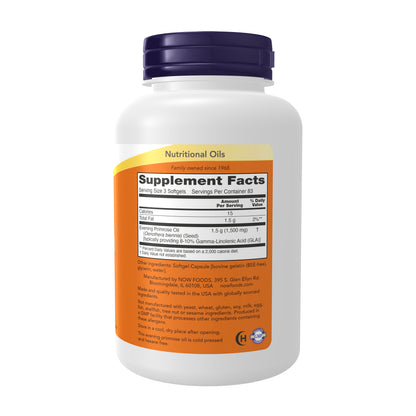 NOW Supplements, Evening Primrose Oil 500 mg with Naturally Occurring GLA (Gamma-Linolenic Acid), 250 Softgels