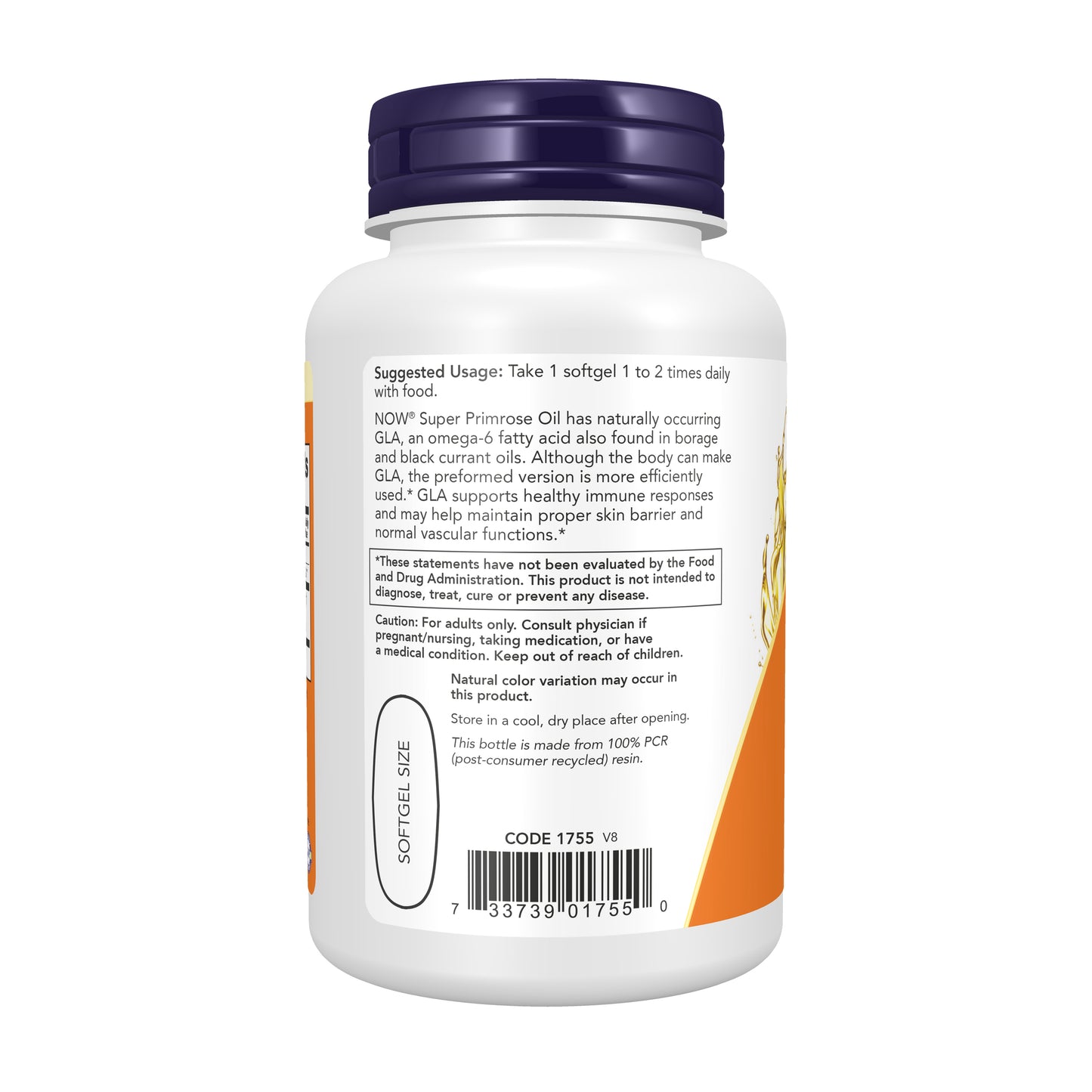 NOW Supplements, Super Primrose 1300 mg with Naturally Occurring GLA (Gamma-Linolenic Acid), 60 Softgels