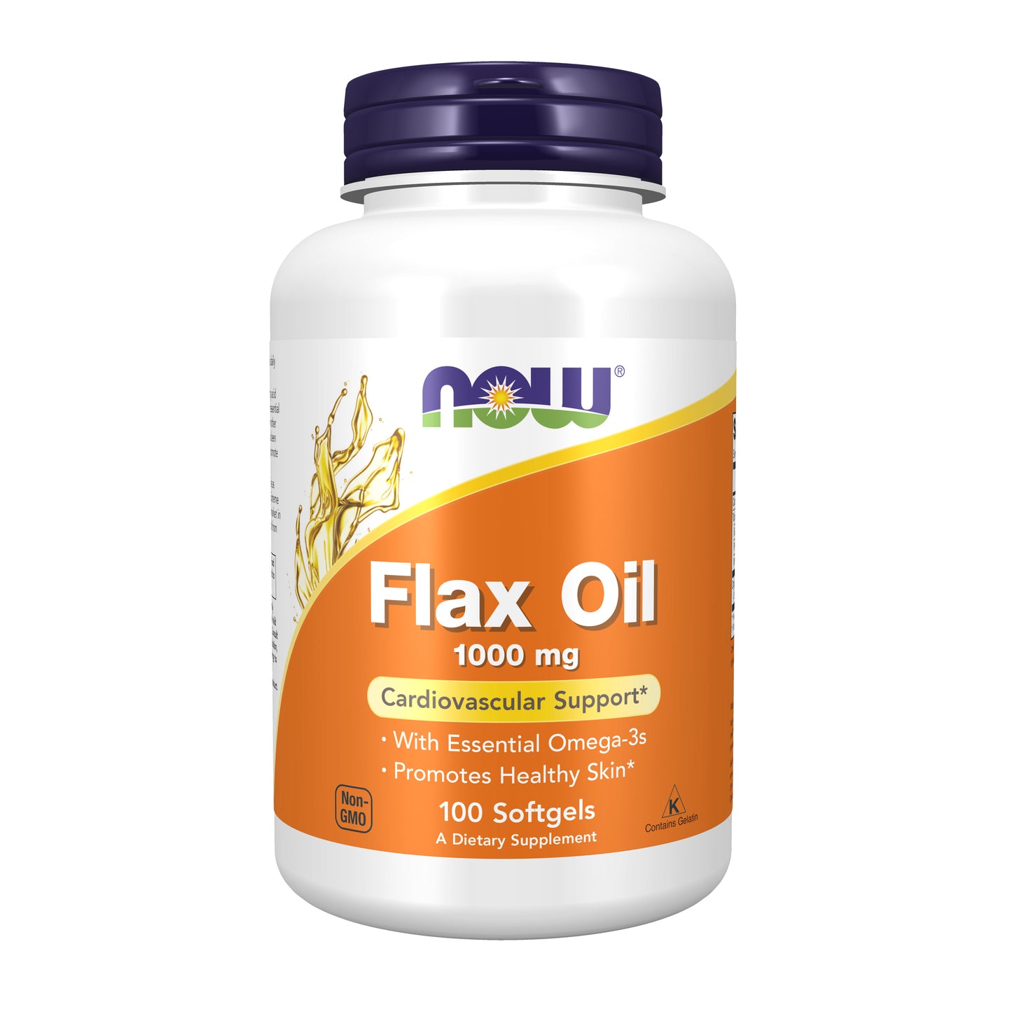 NOW Supplements, Flax Oil 1,000 mg made with Flax Oil, Cardiovascular Support*, 100 Softgels