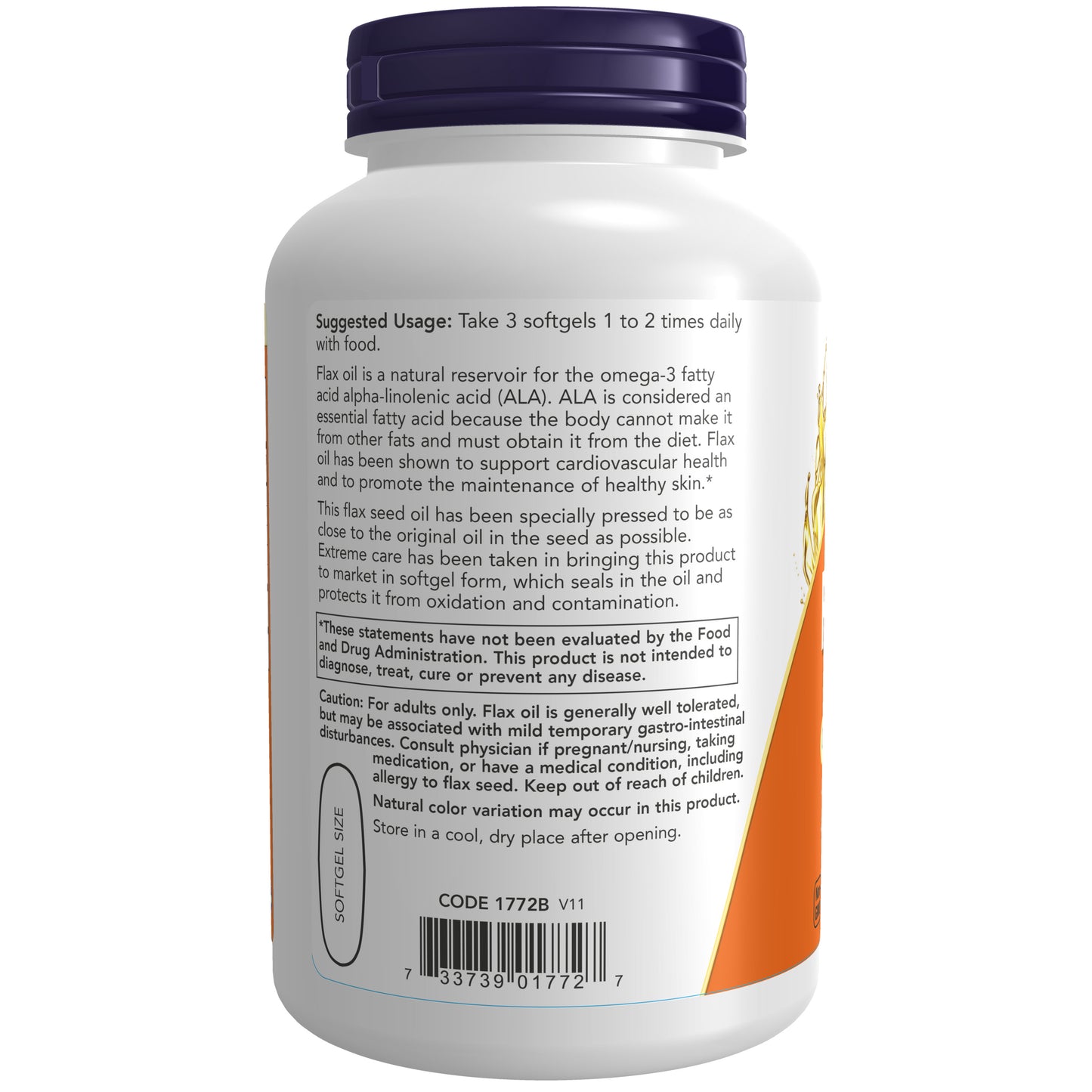 NOW Supplements, Flax Oil 1,000 mg made with Flax Oil, Cardiovascular Support*, 250 Softgels