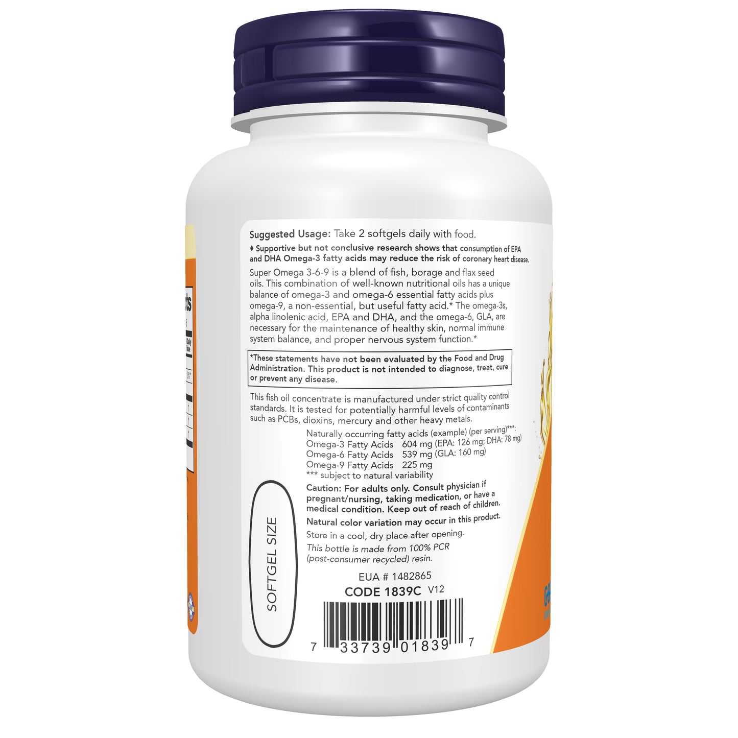 NOW Supplements, Super Omega 3-6-9 1200 mg with a blend of Fish, Borage and Flax Seed Oils, 90 Softgels