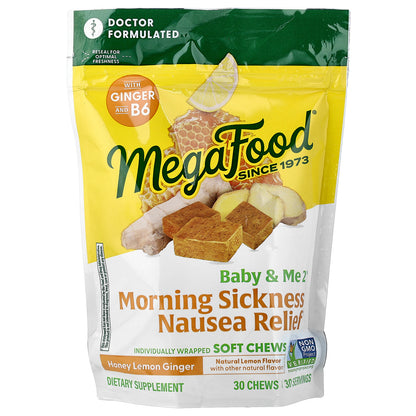 MegaFood, Baby & Me2®, Morning Sickness Nausea Relief, Honey Lemon Ginger, 30 Chews