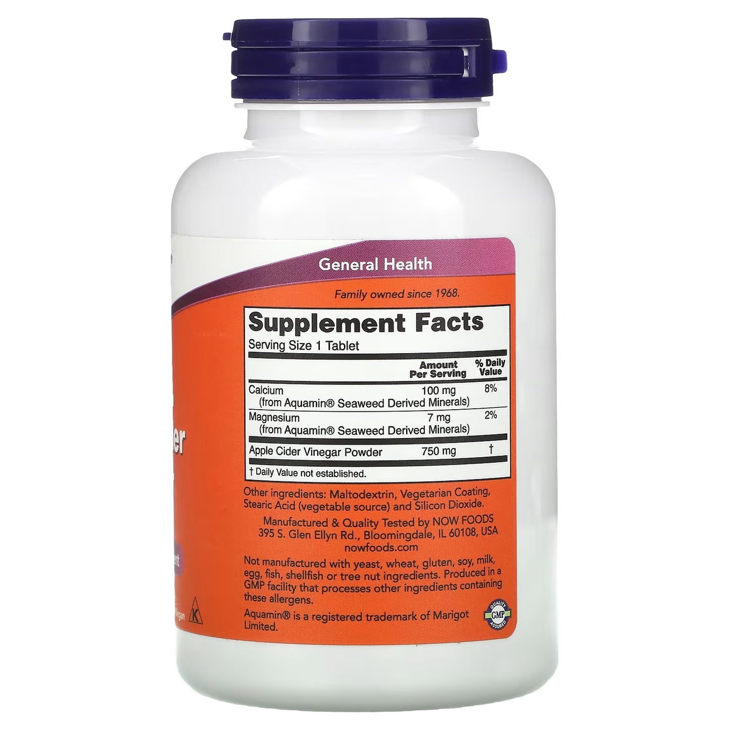 NOW Foods, Apple Cider Vinegar, 750 mg, 180 Tablets