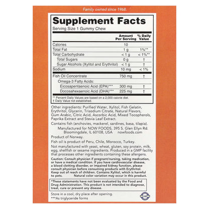NOW Foods, Omega-3 Fish Oil Gummy Chews, Passion Fruit, 36 Gummy Chews