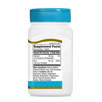 21st Century, Chelated Zinc, 50 mg, 110 Tablets