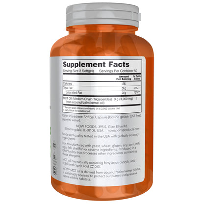 NOW Sports Nutrition, MCT (Medium-chain triglycerides) Oil 1,000 mg, Weight Management, 150 Softgels