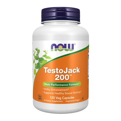 NOW Supplements, TestoJack™ 200 with Tongkat Ali, Tribulus, Maca and Horny Goat Weed, 120 Veg Capsules