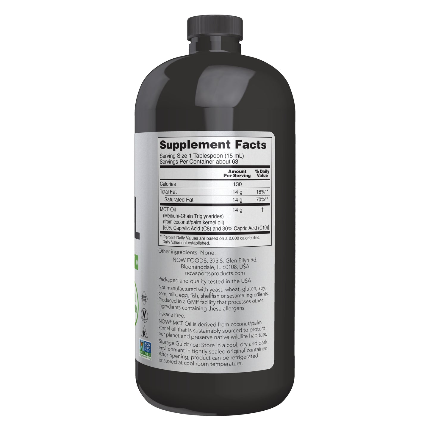 NOW Sports Nutrition, MCT (Medium-chain triglycerides) Oil 14 g, Weight Management, Liquid, 32-Ounce
