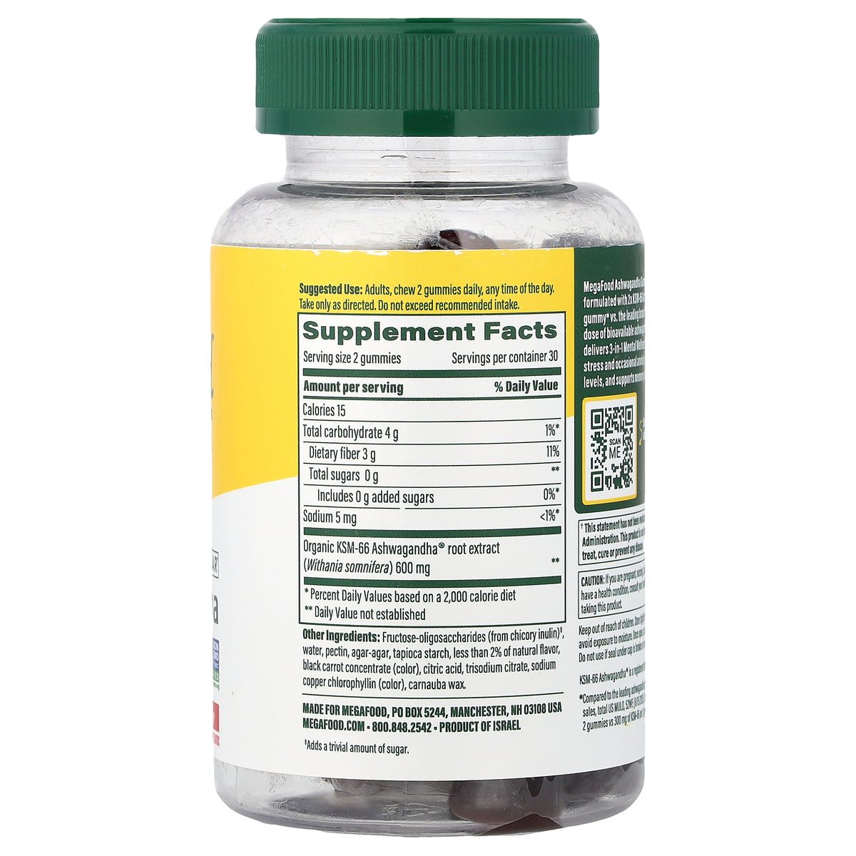 MegaFood, Ashwagandha Gummies, Mixed Berry, 60 Gummies