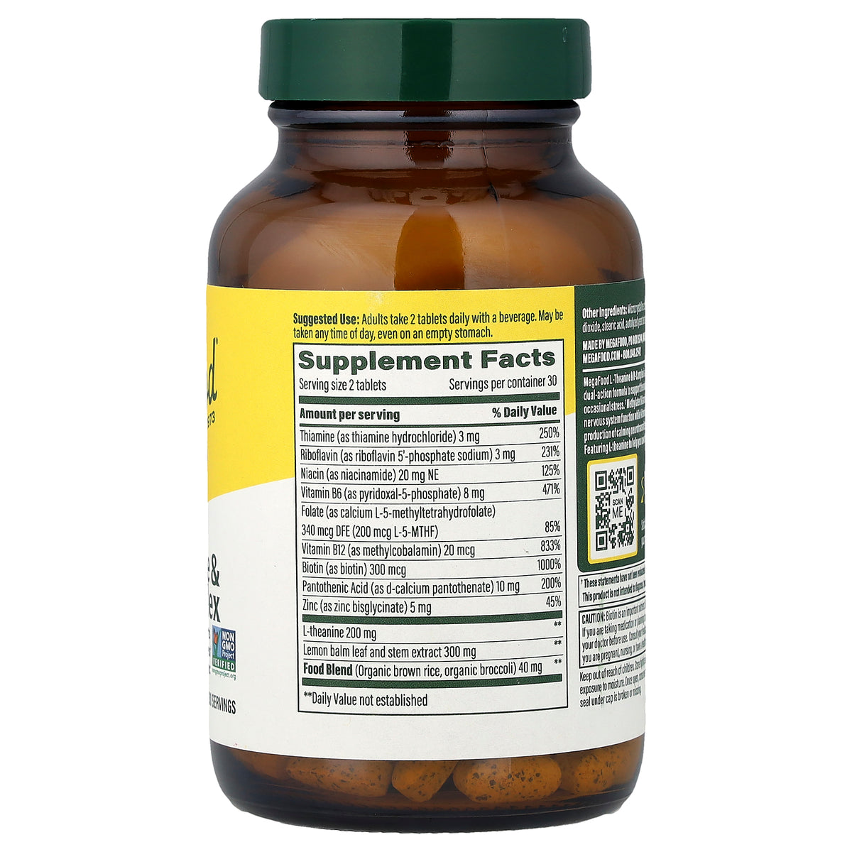 MegaFood, L-Theanine & B-Complex, 60 Tablets