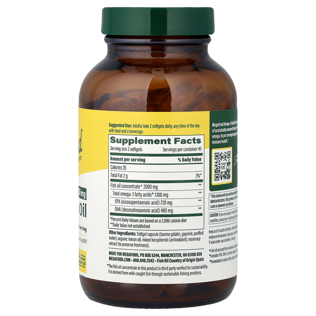 MegaFood, Omega3 Fish Oil, 90 Softgels