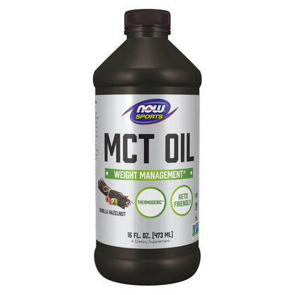 NOW Sports Nutrition, MCT (Medium-chain triglycerides) Oil, Vanilla Hazelnut, 16-Ounce