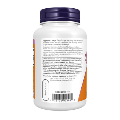NOW Supplements, Magtein® with patented form of Magnesium, 90 Veg Caps