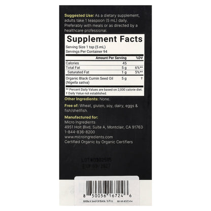 Micro Ingredients, Organic Black Seed Oil, 16 fl oz (473 ml)