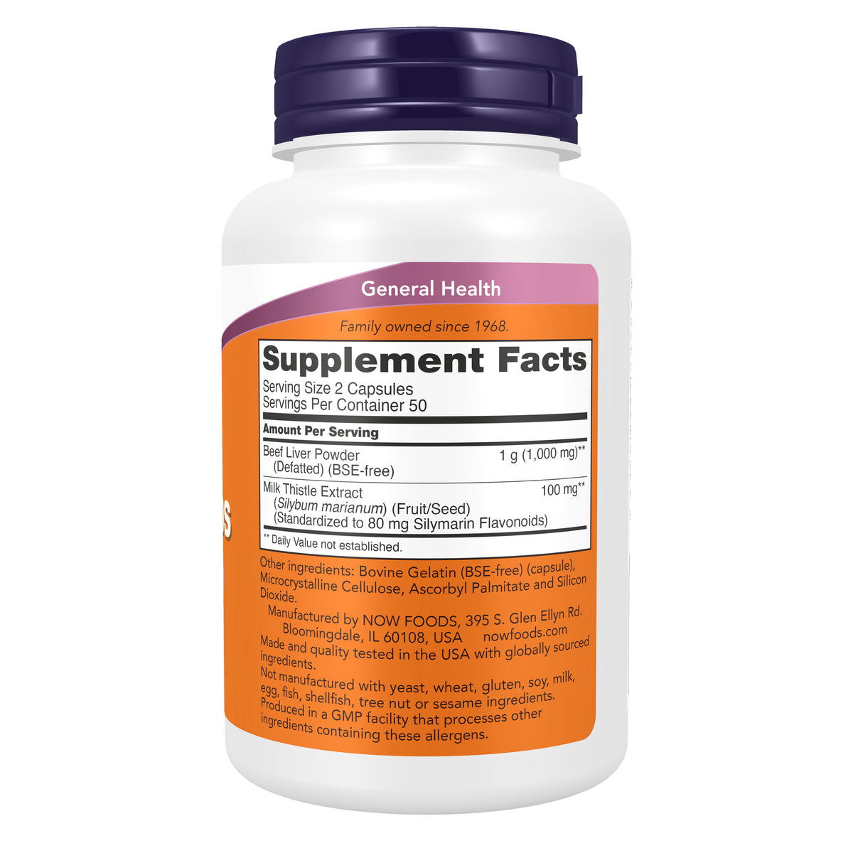 NOW Supplements, Liver Caps with Milk Thistle and Eleuthero, Supports Liver Health*, 100 Capsules