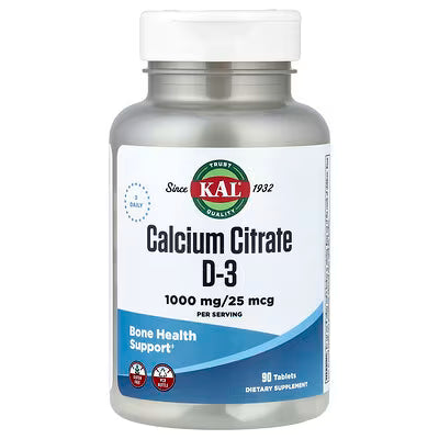 KAL, Calcium Citrate D-3, 90 Tablets