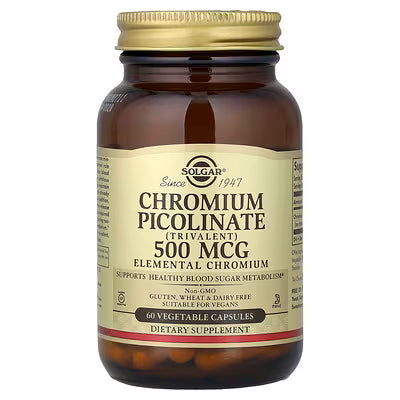 Solgar, Chromium Picolinate, 500 mcg, 60 Vegetable Capsules