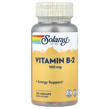 Solaray, Vitamin B-2, 100 mg, 100 VegCaps