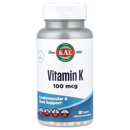 KAL, Vitamin K, 100 mcg, 100 Tablets