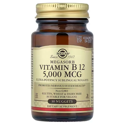 Solgar, Megasorb, Vitamin B12, 5,000 mcg, 30 Nuggets