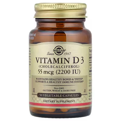 Solgar, Vitamin D3, 55 mcg (2,200 IU), 50 Vegetable Capsules