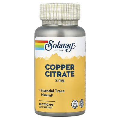Solaray, Copper Citrate, 2 mg, 60 VegCaps